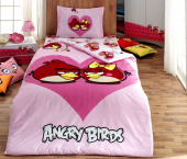 Комплект постельного белья "Angry birds" розовый