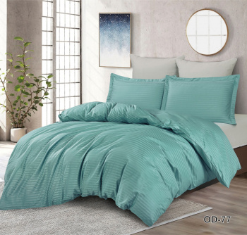 Комплект постельного белья "Твил полоса 1-1" бирюзово-синий/серый