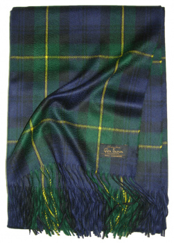 Плед кашемировый Glen Saxon Tartan Gordon  сине-зеленый 130*150