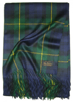 Плед кашемировый Glen Saxon Tartan Gordon  сине-зеленый 130*150